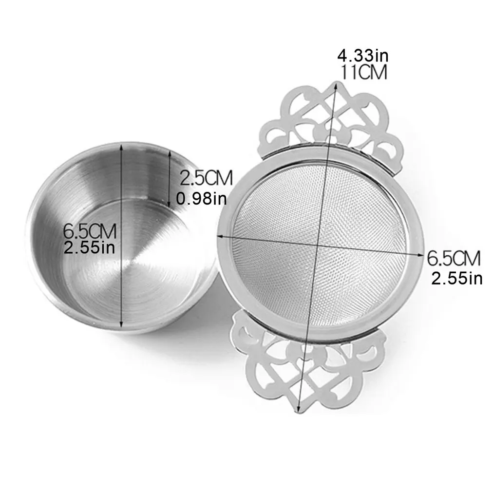 

Stainless steel binaural spice injector filter loose leaf with dripping bowl tea strainer tea set teapot accessories