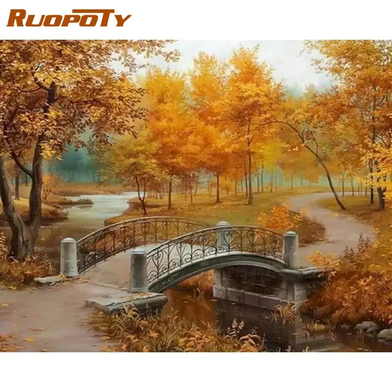 

RUOPOTY Diamond Embroidery Cross Stitch Landscape Art Kits Diy Craft Diamond Painting Forest 5D Mosaic Craft Kit