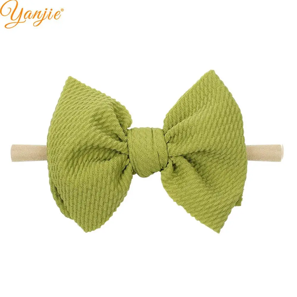 avocado green Нейлоновые повязки для волос с текстурой 4,5 дюйма, банты для волос из вафельной ткани, мягкие Однотонные эластичные аксессуары для волос для девочек, вечерние повязки для волос Mujer - Цвет: avocado green