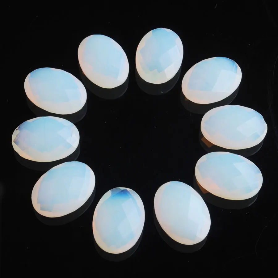 

Oval Bead Natural Stone White Opal Facted 13x18x6 mm Cabochon Beads for Jewelry Ring Making Necklace DIY PZ9037