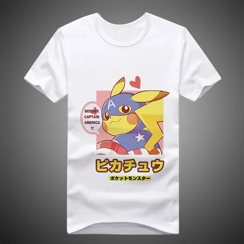 

Pokemon Men T-shirt Creativity Pikachu Summer Short Sleeve T Shirt Anime Kawaii Men's T-shirt Cartoons Tops Casual Fashion Top