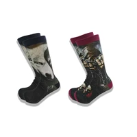 a pair of autumn and winter mens wear oversized socks animal and horror film image high quality middle tube comfortable