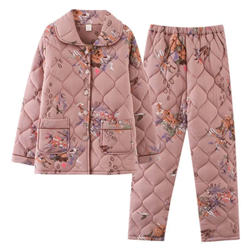 Домашняя пижама для женщин среднего возраста зимние женские пижамные комплекты