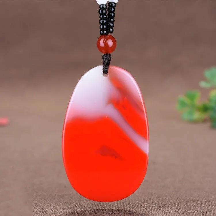 Подвеска из натурального красного белого нефрита с Фениксом ожерелье ручной