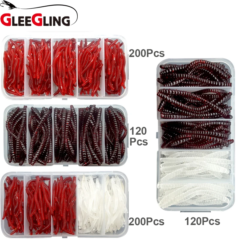 GLEEGLING 200 шт. приманка для рыбалки Мягкая воблер червь Isca искусственная в форме