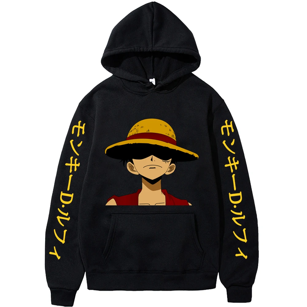 

Anime One Piece Hoodies Men Casual Streetwear Luffy Printed Pullover Sweatshirt Harajuku Plus Size Hooded Tops