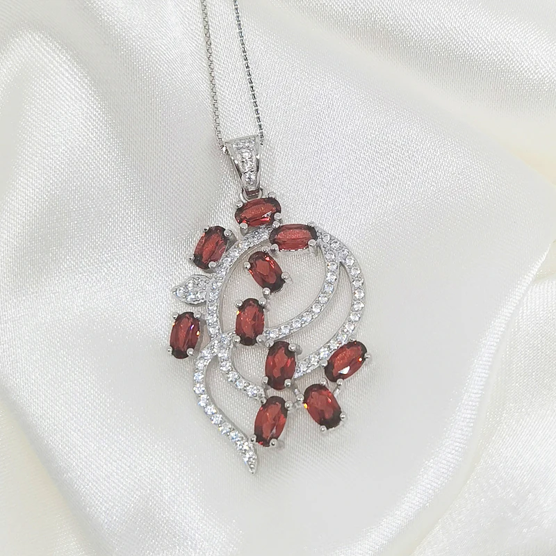 Цепочка с подвеской MeiBaPJ натуральным гранатом ожерелье большим кулоном