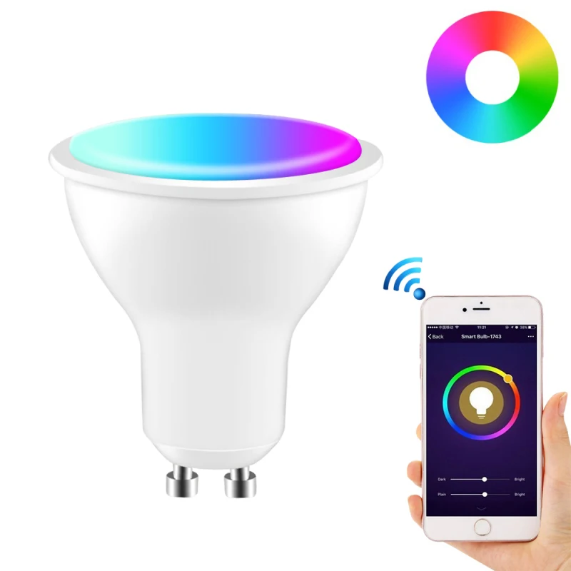 

GU10 Spotlight WiFi Smart Light Bulb 5w RGB+CW 2700-6500K Smart Bulb App Remote Control RGB Light Lamp For Alexa Google Home