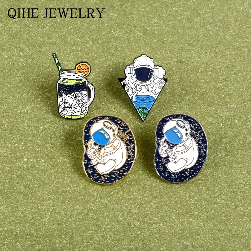 Эмалированные заколки для путешествий Космос астронавты исследование Вселенная