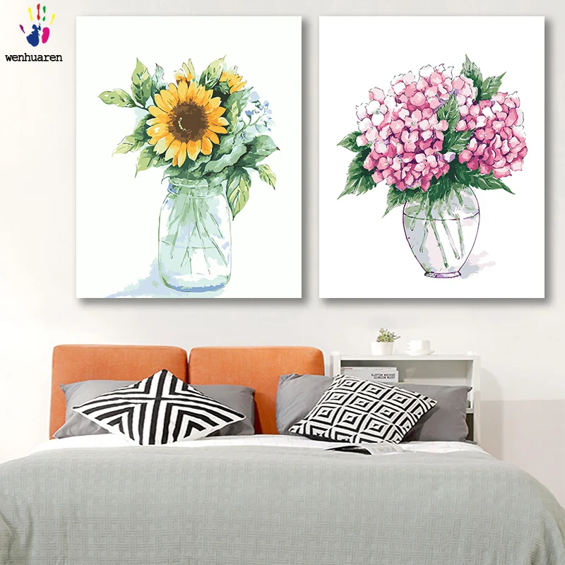 DIY картинки для раскраски по номерам с цветами маленькие свежие акварельные