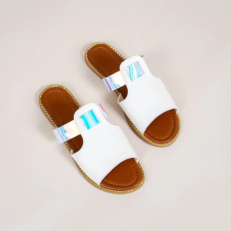 

Flat-bottomed Beach Sandals Women's Summer 2021 New Simple and Solid Color One-line Beach Refreshing Women's Slippers Sandals