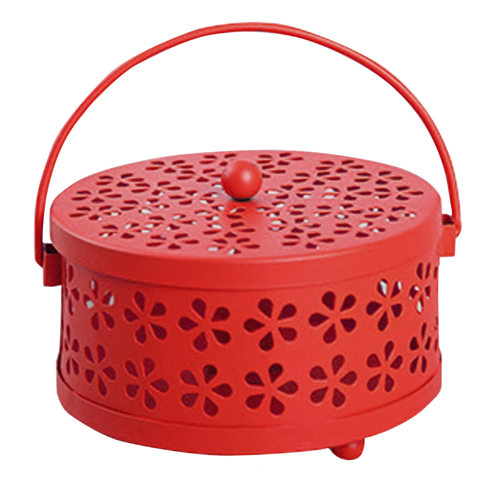 

Incense Burner Classical Rack Durable Anti Scald Home Practical Portable Mosquito Coil Holder With Handle Case Hollowed Metal