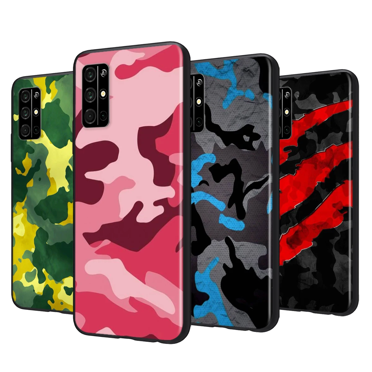 

Soft Silicone Cover Camouflage Army For Honor 50 X20 SE V30 30 30S Magic 3 Play 5 5T Pro Plus 5G Black Phone Case