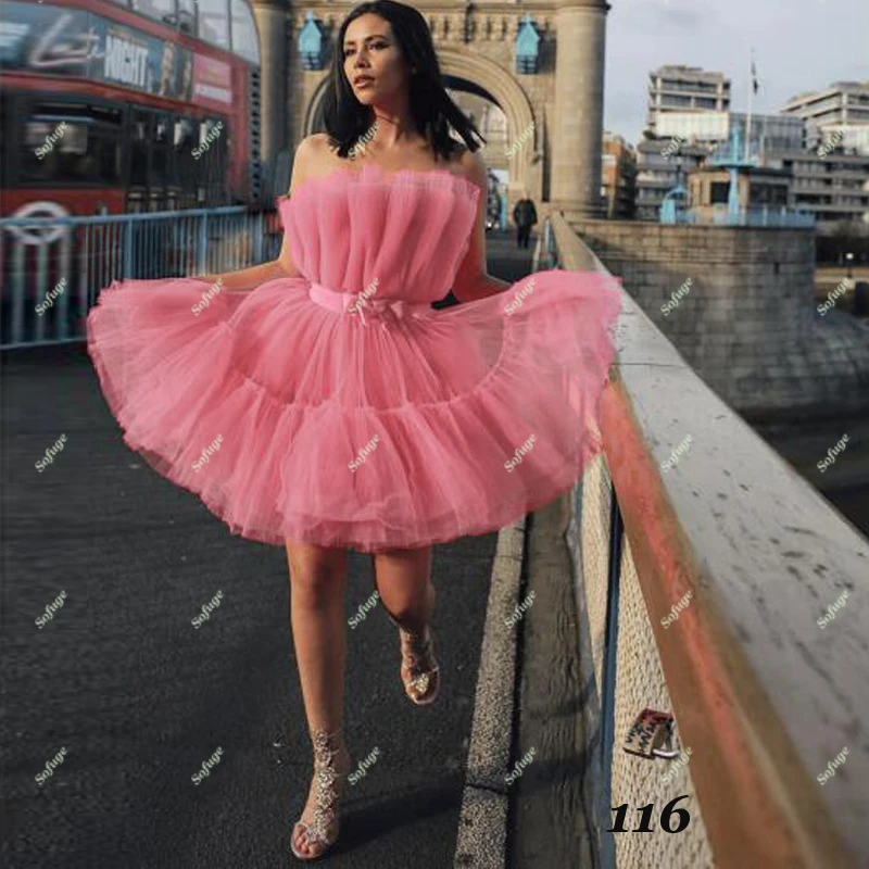 

Cute Ruffles Bow Belt Evening Dresses Pleat Puffy Special Occasion Evening Formal Prom Bridal Wedding Party Gown Custom Made