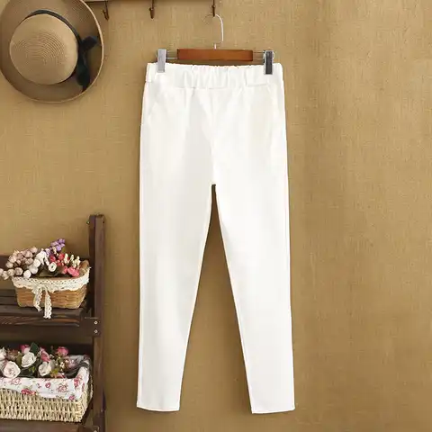Женские узкие брюки размера плюс, женские белые брюки, профессиональные прямые тонкие дышащие эластичные C