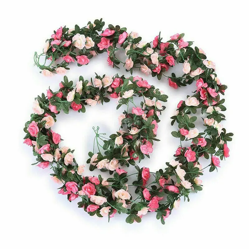 

2.5m Artificial Rose Flowers Garland For Wall Home Wedding Fall Decoration Fake Dried Flower Hanging Plants Leaves Vine Decor