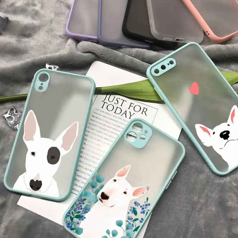 

Bull Terrier Cartoon Cute dog Phone Case matte transparent For iphone 7 8 11 12 plus mini x xs xr pro max cover