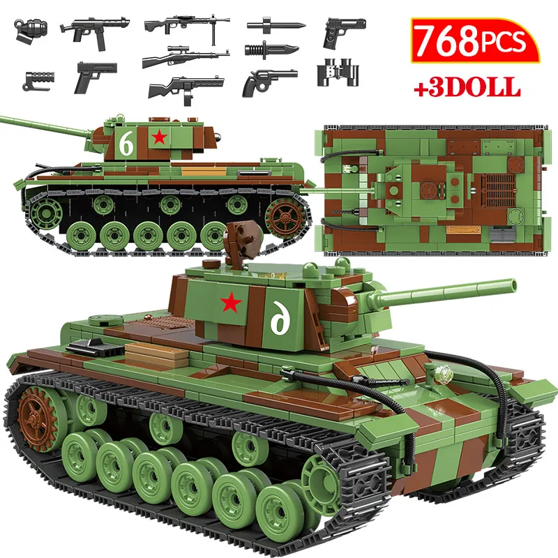 768 шт. городской военный советский Россия кв 1 танк строительные блоки Legoingly WW2