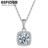 hepidem 100 1ct 6 5mm d moissanite pendant 925 sterling silver necklace new s925 diamond test passed jewelry women gift h849