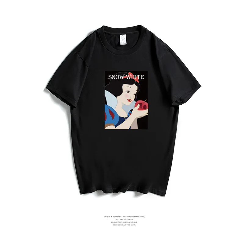 

Disney 2021 Snow White T-shirt short sleeve Harajuku loose poison Apple cartoon illustration T-shirt Disney plus 1 year