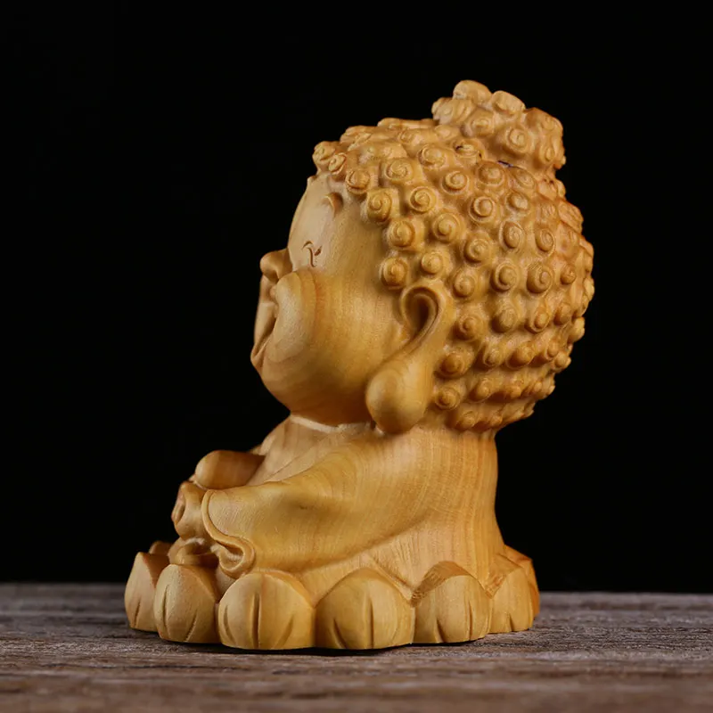 Креативные милые фигурки Будды маленький мастер Maitreya Bodhisattva резьба по дереву