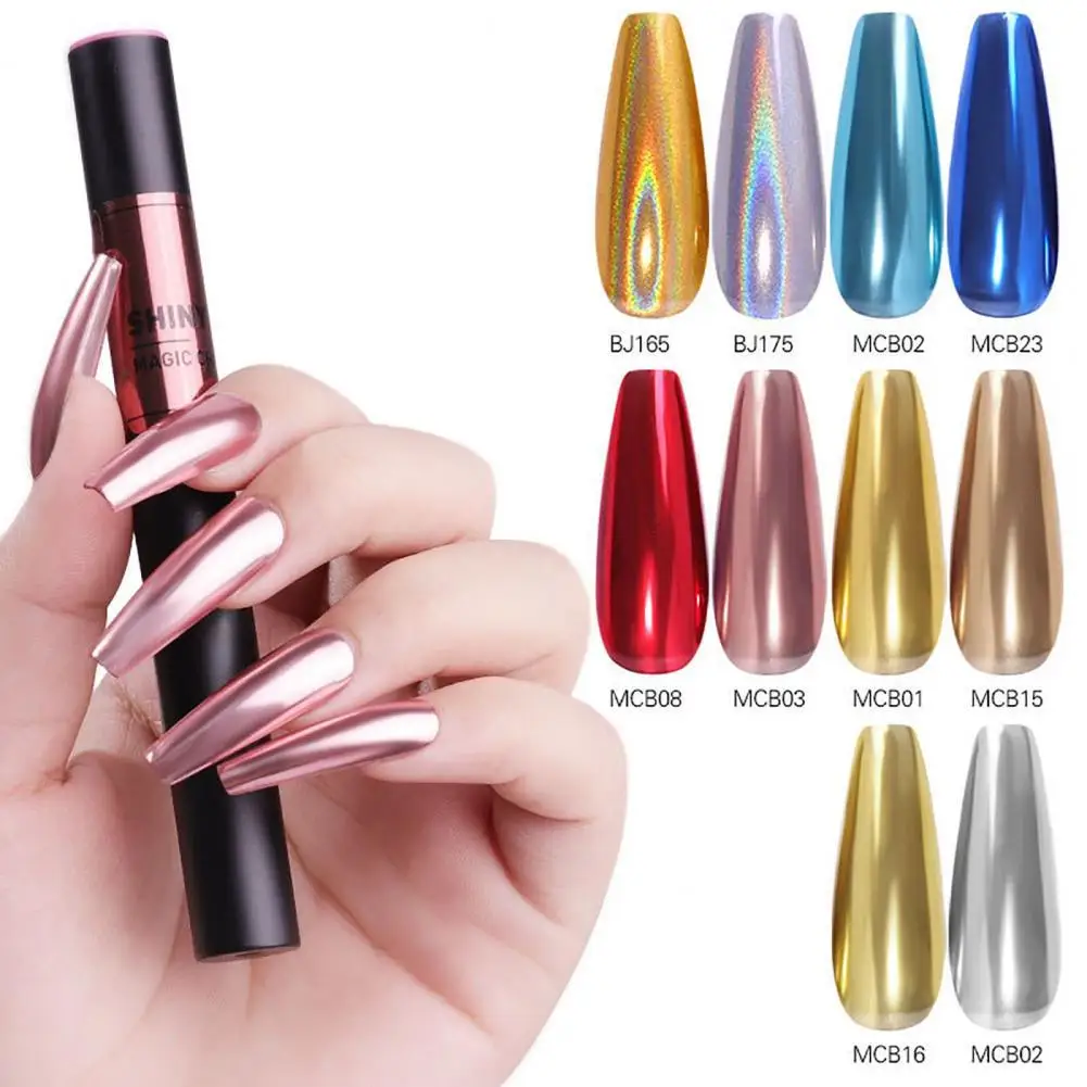

0.6g Nail Art Pen Useful ABS Vibrant Shinning Chrome Nail Art Applicator for Nail Salon Glitter Powder Pen Nail Powder Pen
