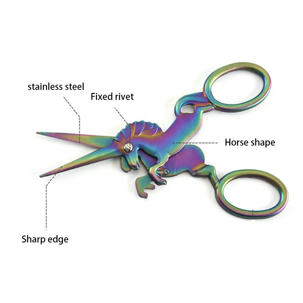 

Manicure Scissors Beauty Scissors Mini Hair Styling Horse Shaped Stainless Steel Straight Tip Scissor for Home Professional