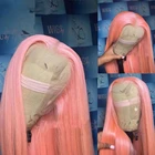 Парик фронтальный с розовыми прямыми волосами Женский, парик натуральный медовый светлый, синтетический