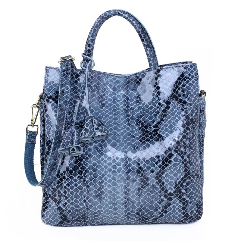 2021 New Casual Snake Pattern Handbag Women Big Tote Bag Genuine Leather Handbags for Ladies Elegant Shoulder | Багаж и сумки