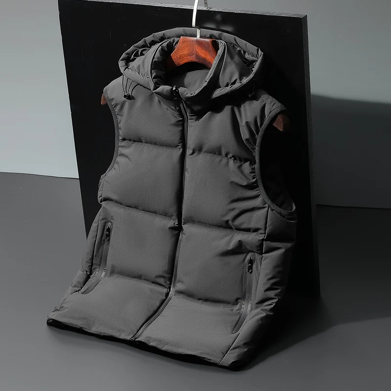 New Hooded Men Wear On Both Sides, Korean Version Autumn Winter Thickened Waistcoat, Youth Down Big Size Jacket spring and autumn wear new jacket men korean version of slim youth casual hooded velvet thickened men s coat