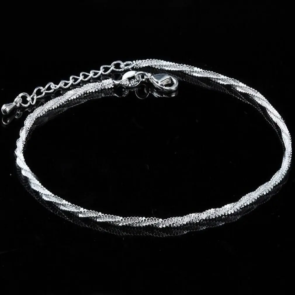 Модный женский браслет серебристого цвета для девочек простой блестящий подарок