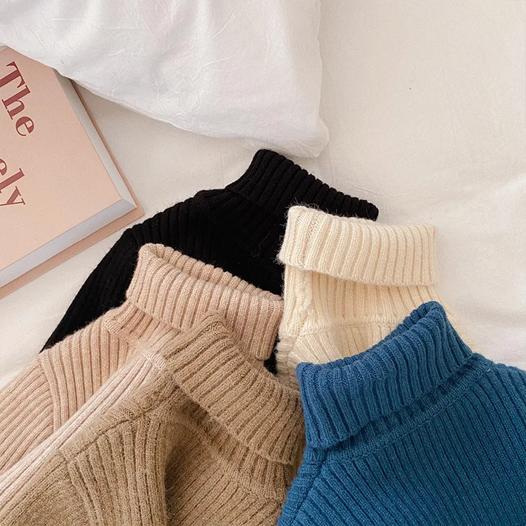 

Winter kids children warm sweaters 2020 boys and girls all-match casual 5 colors high collar pullovers