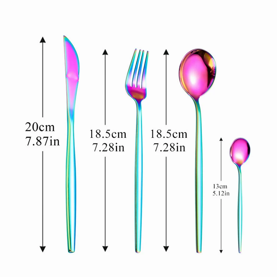 

Rainbow Cutlery Set Stainless Steel Dinner Set Flateware Silverware Tableware Salad Fork Spoon Knife Set Complete Dinner Set