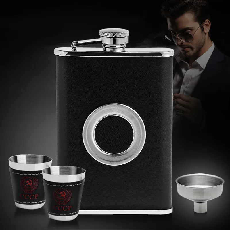 304 кожаная фляжка из нержавеющей стали персонализированные телескопические