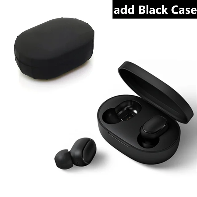 add black case Xiaomi Redmi Airdots беспроводные наушники Bluetooth 5,0 Голосовое управление гарнитуры шумоподавление управление - Цвет: add black case
