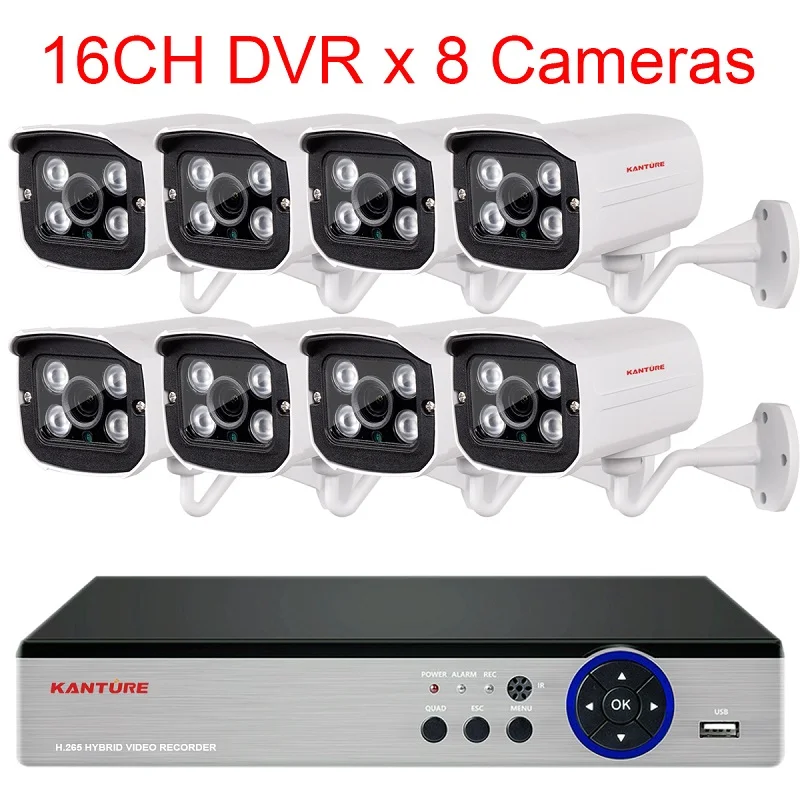 KANTURE h.265+ 16CH 4K Ultra HD cctv dvr комплект 8MP камера ночного видения система безопасности IP66 Водонепроницаемый P2P комплект видеонаблюдения - Цвет: 16CH DVR x 8 Camera