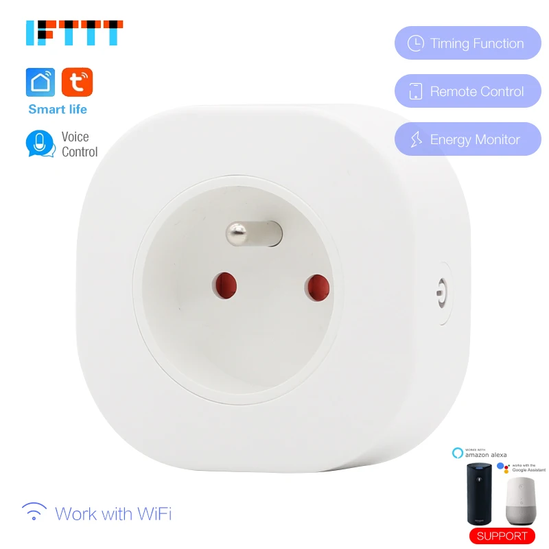 20pcs 16A wifi умная штепсельная вилка французская с монитором питания FR розетка
