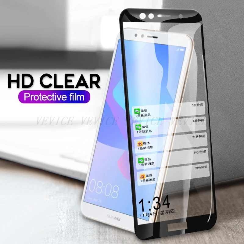 HD закаленное стекло для huawei Honor 7A 7C Pro Полное покрытие протектор экрана Prime Y6 Y5 Y9 2018