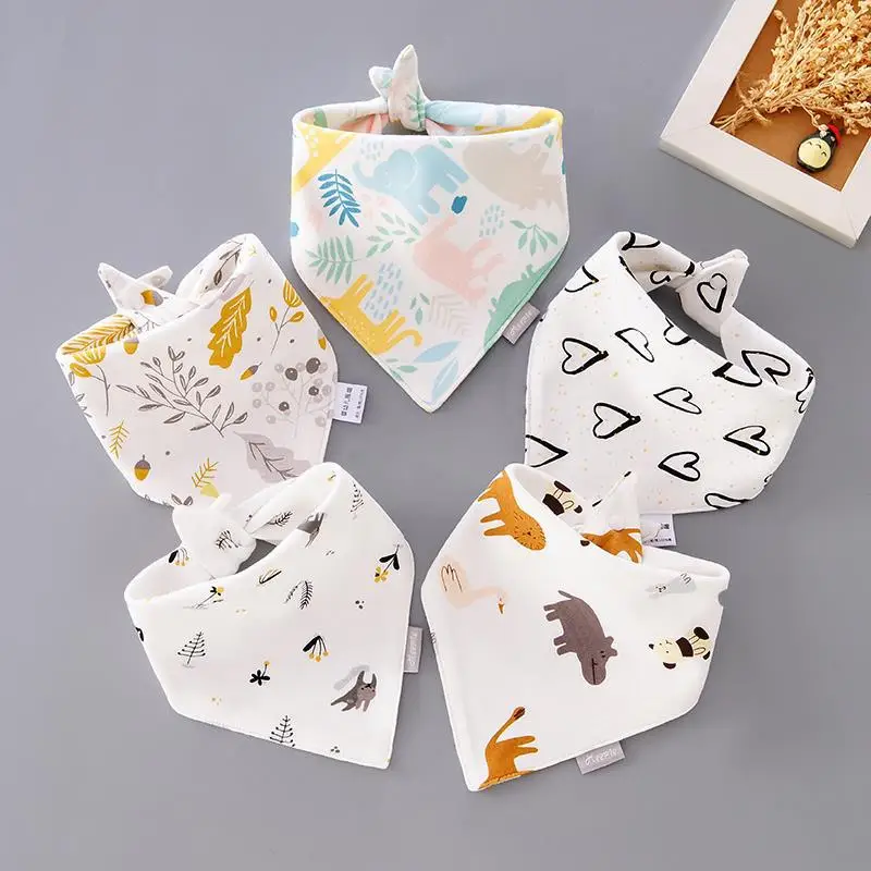 

Baby Bibs Triangle Double Cotton Bibs 5 pieces/lot Cartoon Print Saliva Towel Baby Boys Girls Feeding Apron Cotton Bandana Bibs