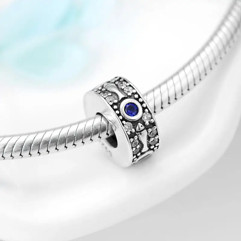 

925 Sterling Silver beautiful snake fashion CZ fine Stopper spacer Beads Fit Original European Charm Bracelet Jewelry making