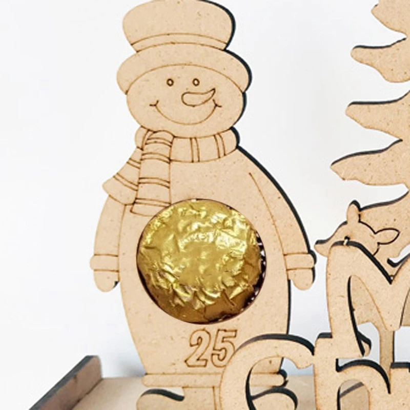 

DIY Wooden Advent Calendar Box with Drawers House Shaped Christmas Countdown Calendar Gifts Toys for Kids