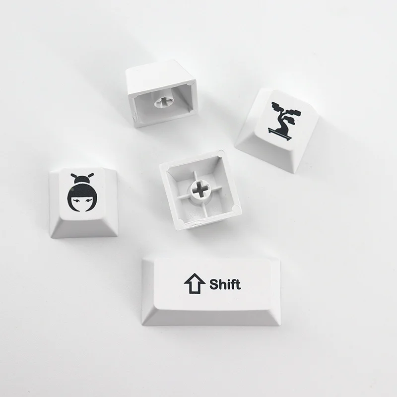 minimalist white japanese keycaps for mechanical keyboard keycap pbt sublimation key cap cherry profile free global shipping