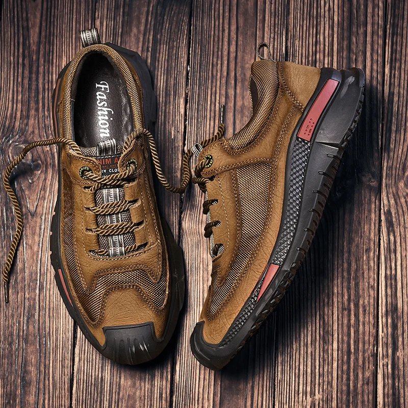 

High Quality Men's Shoes Spring and Autumn Mens Shoes Genuine Leather Shoes Splice Casual Natural Leather Loafers Size 38-46