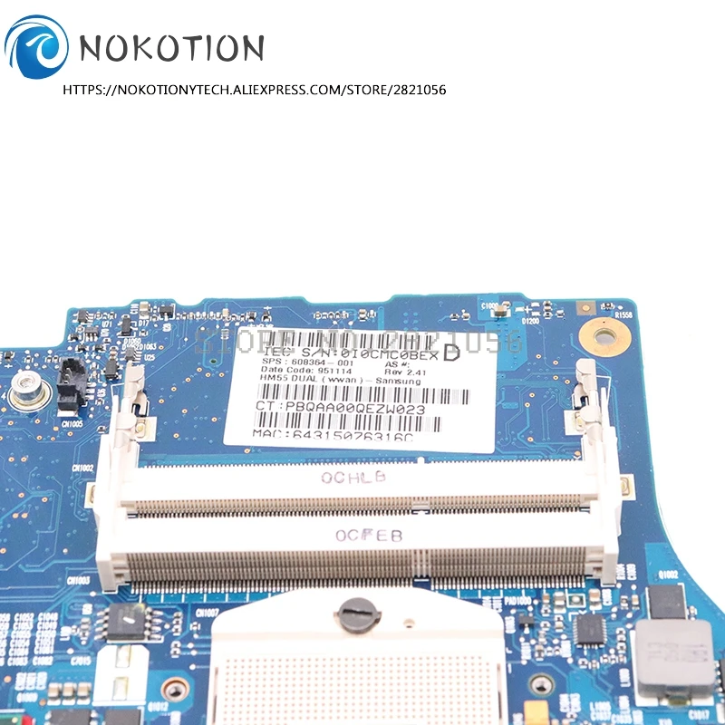 Материнская плата NOKOTION для ноутбука HP Envy 14 1000 608364 001 608365 6050A2316601 MB A04 HM55 HD5650M 1 ГБ