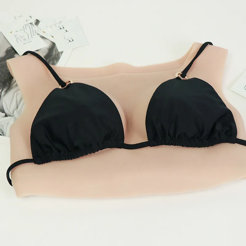 Round Neck Transgender Crossdresser Artificial Silicone Fake Breast Forms B Cup Realistic  Shemale Transgender Crossdress Boobs