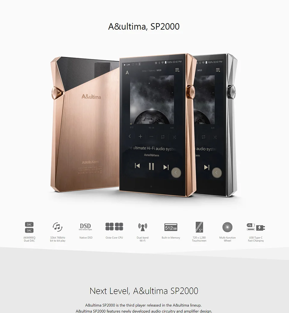 New Arrivals IRIVER Astell&Kern A&Ultima SP2000 512GB High-Resolution Music Player Lossless music hi-fi MP3 Dual DAC Native DSD