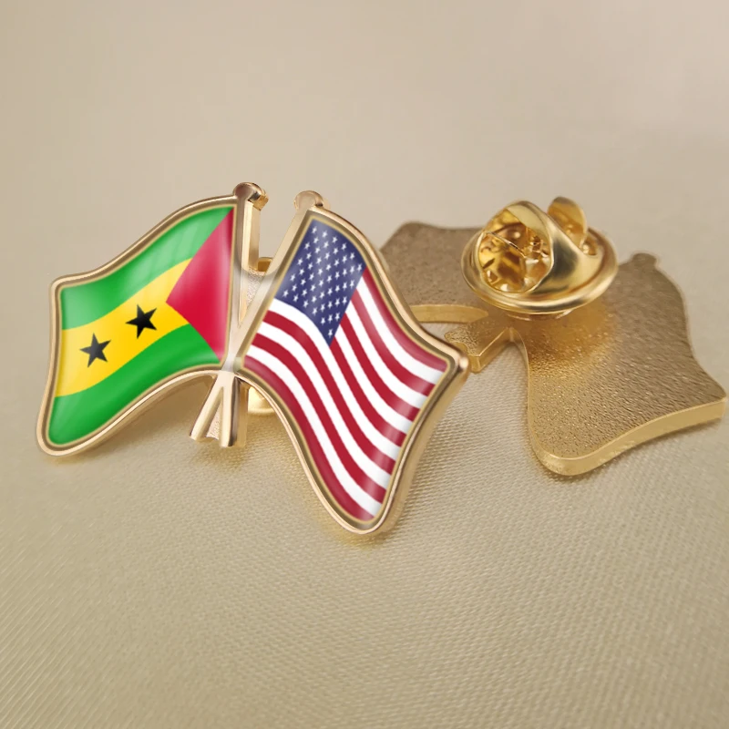 Соединенные Штаты Сан-Томе и Принсипи перекрестные двойной флаг дружбы значков