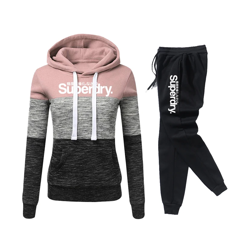 

Winter Tracksuit Women 2 Piece Set Print Hoodies+Pants Sportwear Women's Sports Suit Hooded Sweatshirt Set Female Winter Clothes