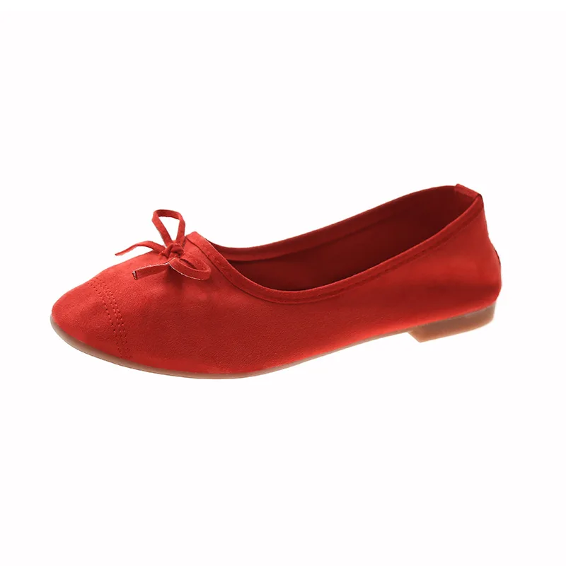 

Round Toe Casual Shoes Women Spring Candy Color Flat Heel Knot Ballet Flats Shoes Slip On Loafer Sneakersf7hj
