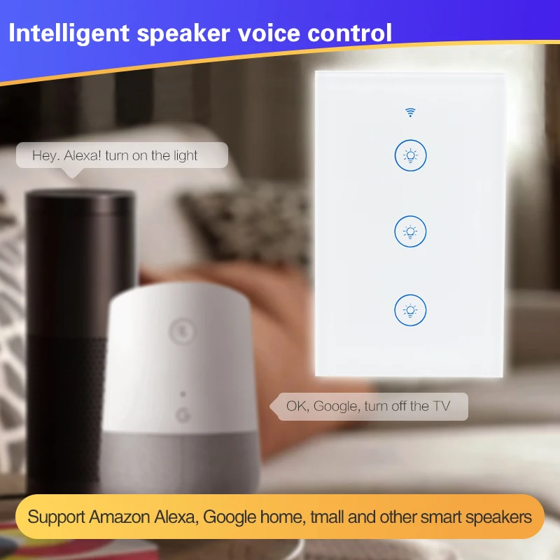 Wifi умный настенный светильник с сенсорной панелью стандарт США дом работает Alexa